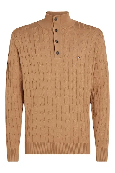 Maglione 3 Bottoni Uomo in Cotone Cammello Con Trecce Tommy Hilfiger art. MW0MW37330 RBC