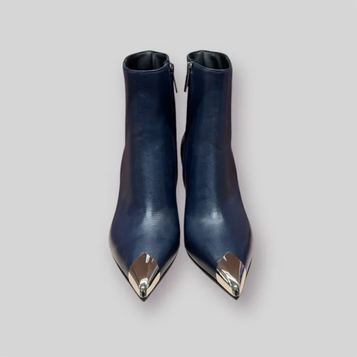 Tronchetto Sergio Levantesi in Pelle Blu Puntale in Acciaio Tacco 9 cm art. DELIA, foto 2 di 4