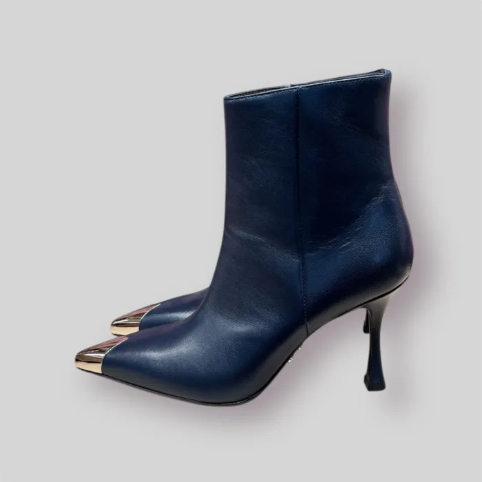 Tronchetto Sergio Levantesi in Pelle Blu Puntale in Acciaio Tacco 9 cm art. DELIA, foto 3 di 4