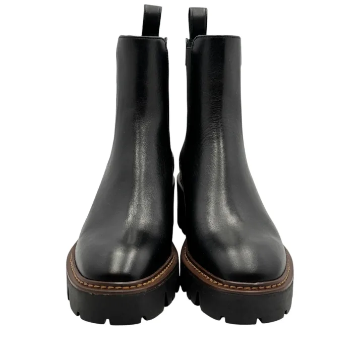 Tronchetto Lorenzo Mari in Pelle Nera Back Effetto Cocco Tacco Grosso H 6 cm Art Amelia 02, foto 2 di 4