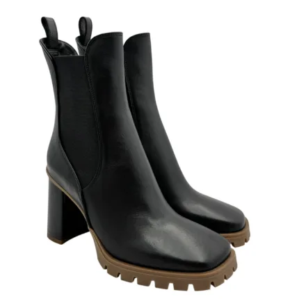 Tronchetto Lorenzo Mari in Pelle Nera Tacco Grosso H 9 cm Art Dalia 06