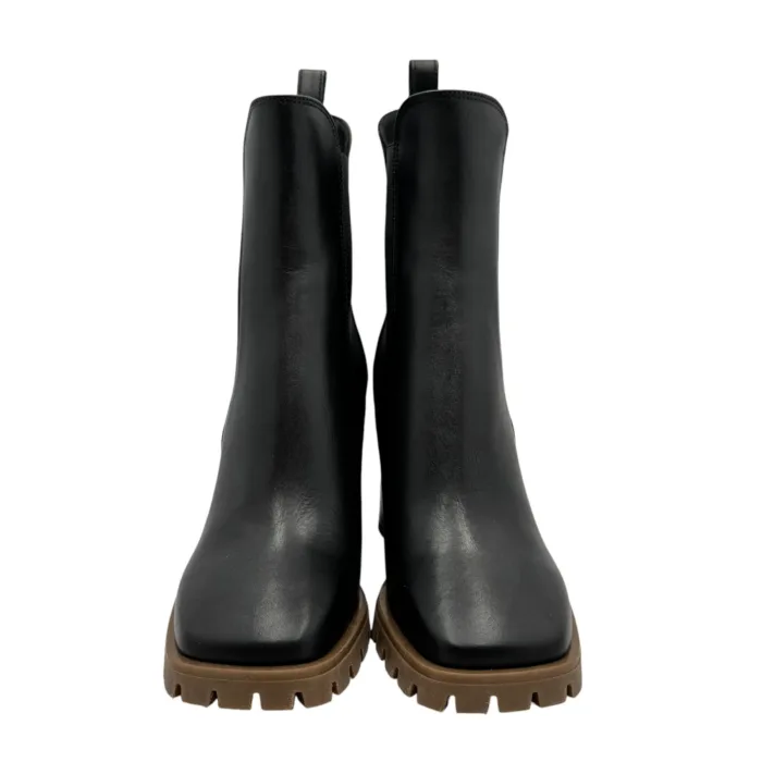 Tronchetto Lorenzo Mari in Pelle Nera Tacco Grosso H 9 cm Art Dalia 06, foto 2 di 4