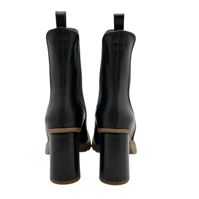 Tronchetto Lorenzo Mari in Pelle Nera Tacco Grosso H 9 cm Art Dalia 06, foto 4 di 4