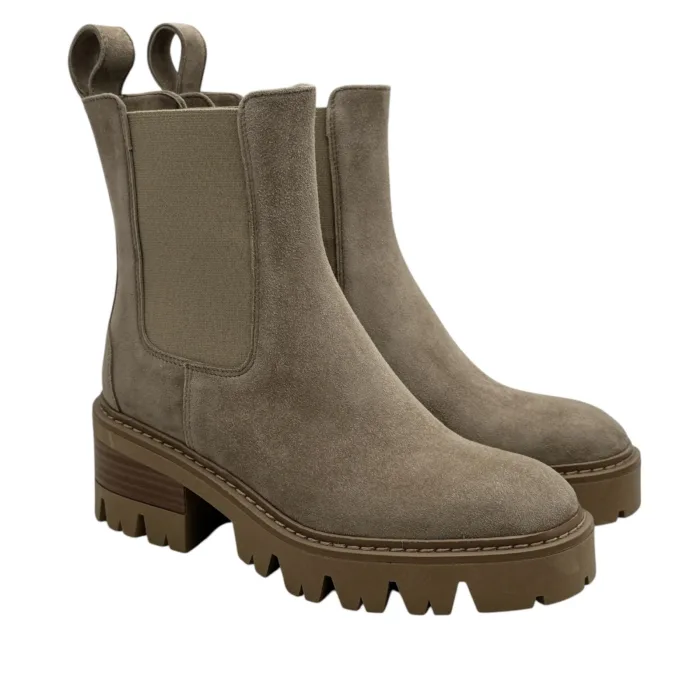 Tronchetto Lorenzo Mari in Camoscio Beige Tacco Grosso H 6 cm Art Amelia 02, foto 1 di 4