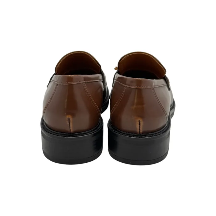 Mocassino Lorenzo Mari in Pelle Cuoio Con Nappine Tacco H 4 cm Art Claudia 01, foto 4 di 4