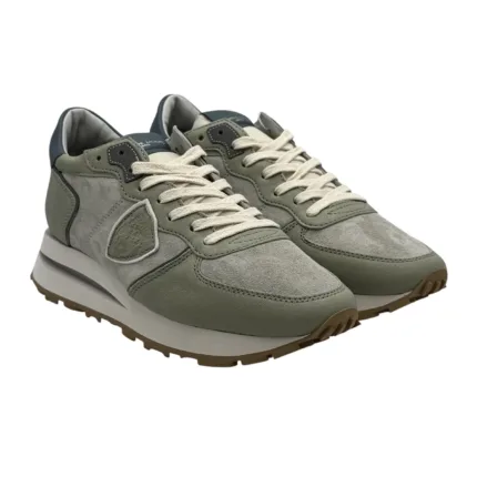 Sneakers Uomo Philippe Model Tropez Haute In Pelle Verde Salvia e  Camoscio Grigio art. TKLU VX04