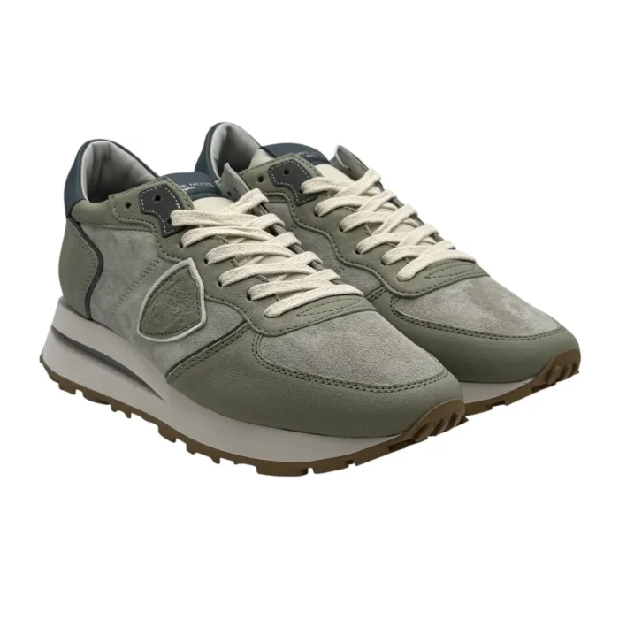 Sneakers Uomo Philippe Model Tropez Haute In Pelle Verde Salvia e  Camoscio Grigio art. TKLU VX04, foto 1 di 4