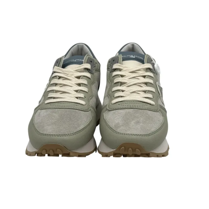 Sneakers Uomo Philippe Model Tropez Haute In Pelle Verde Salvia e  Camoscio Grigio art. TKLU VX04, foto 2 di 4