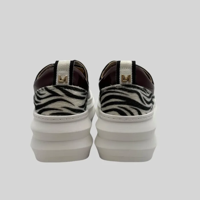 Sneakers Lorenzo Mari in Vernice Nera con dettagli Zebrati H 7 cm art. Bianca, foto 4 di 4