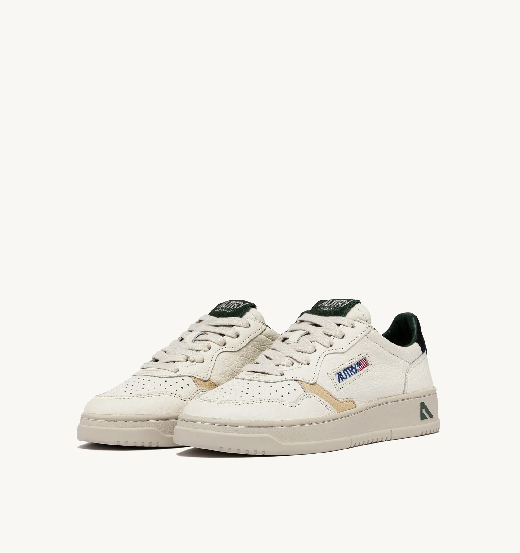 Sneaker Uomo Autry Medalist Low in Pelle Martellata Elephant Spoiler Nero/Verde art. AULM LE16 - immagine 2