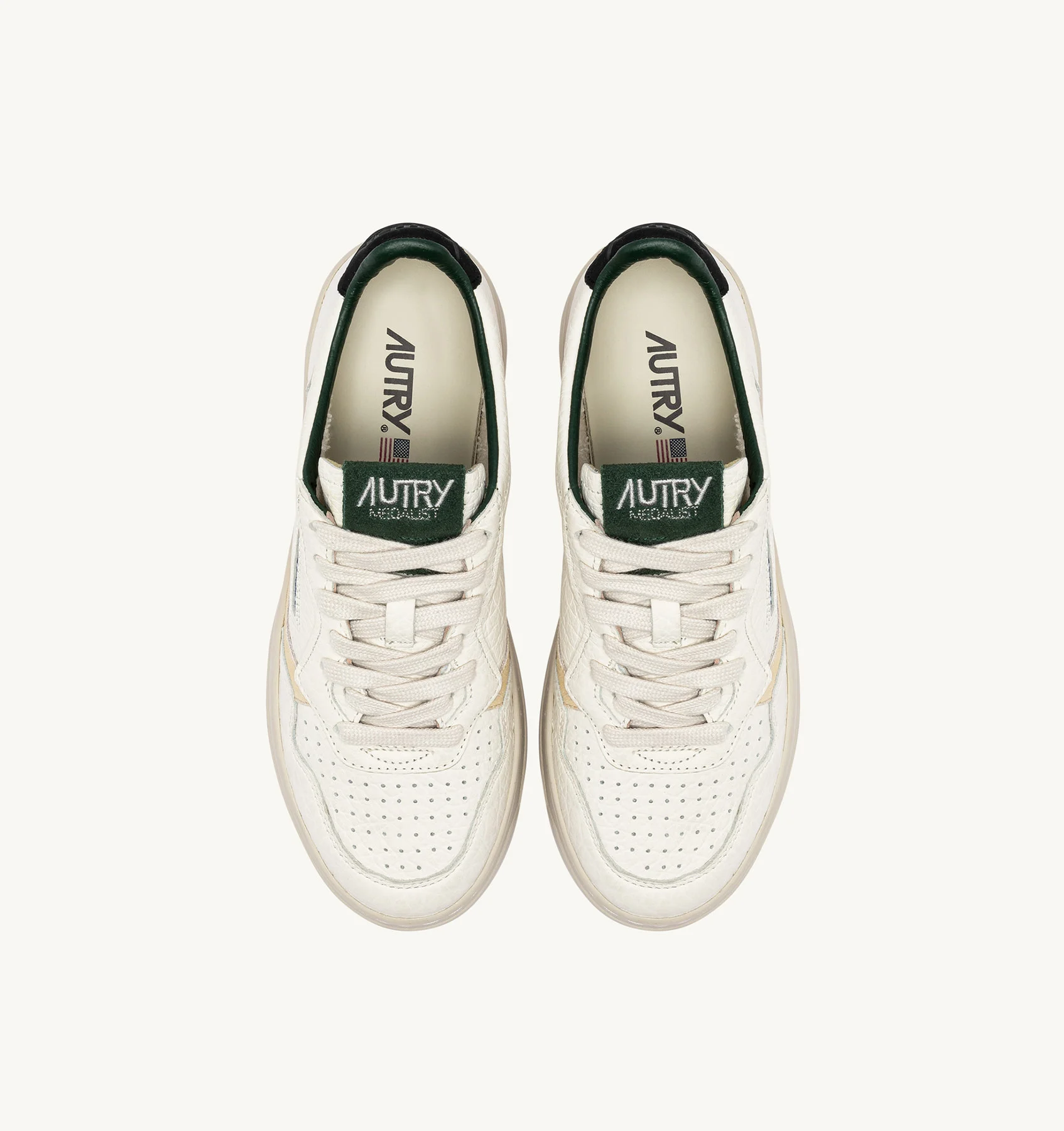 Sneaker Uomo Autry Medalist Low in Pelle Martellata Elephant Spoiler Nero/Verde art. AULM LE16 - immagine 5