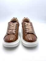 Sneakers Lorenzo Mari In Vernice Cuoio, Plateau  4,5 cm art. Liliana - immagine 2