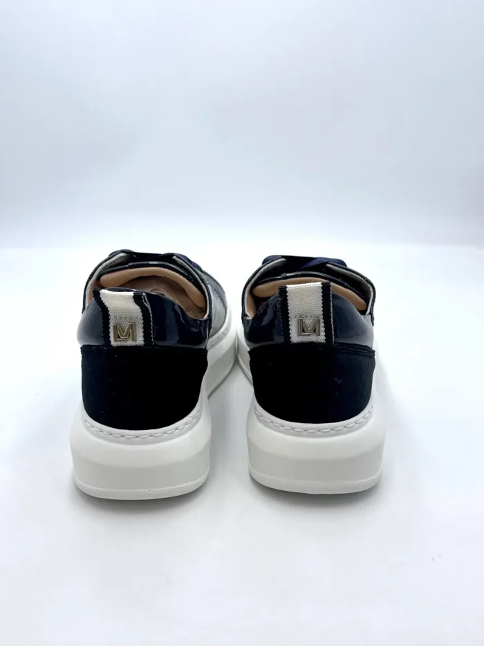 Sneakers Lorenzo Mari In Vernice Blu, Plateau  4,5 cm art. Valery, foto 4 di 4