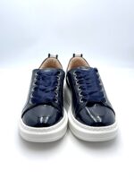 Sneakers Lorenzo Mari In Vernice Blu, Plateau  4,5 cm art. Valery - immagine 2