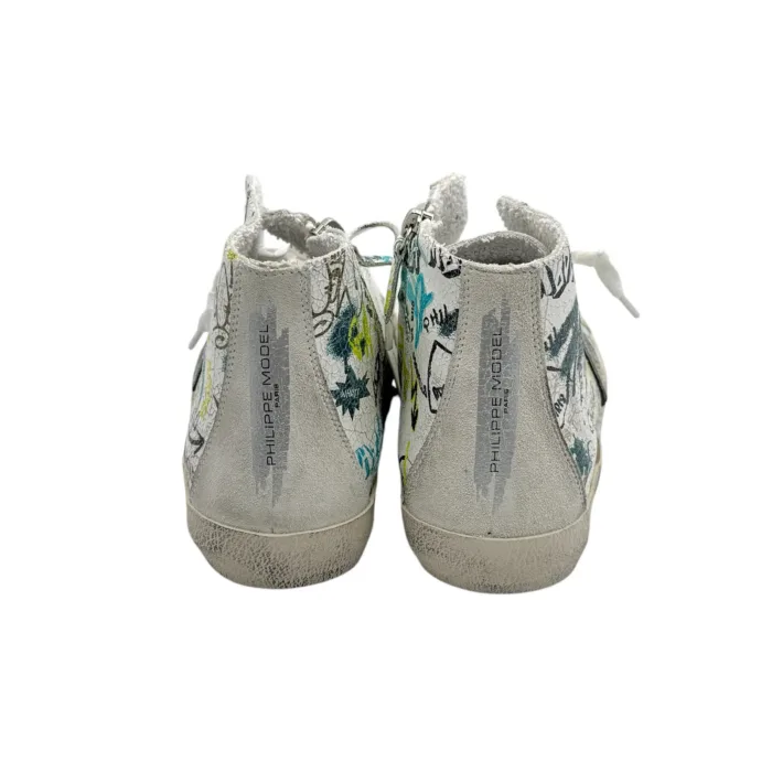 Stivaletto Sneakers Uomo Philippe Model Paris Prsx In Pelle Bianca Linguetta in Camoscio Azzurro cod. PRHU ATC2, foto 5 di 5