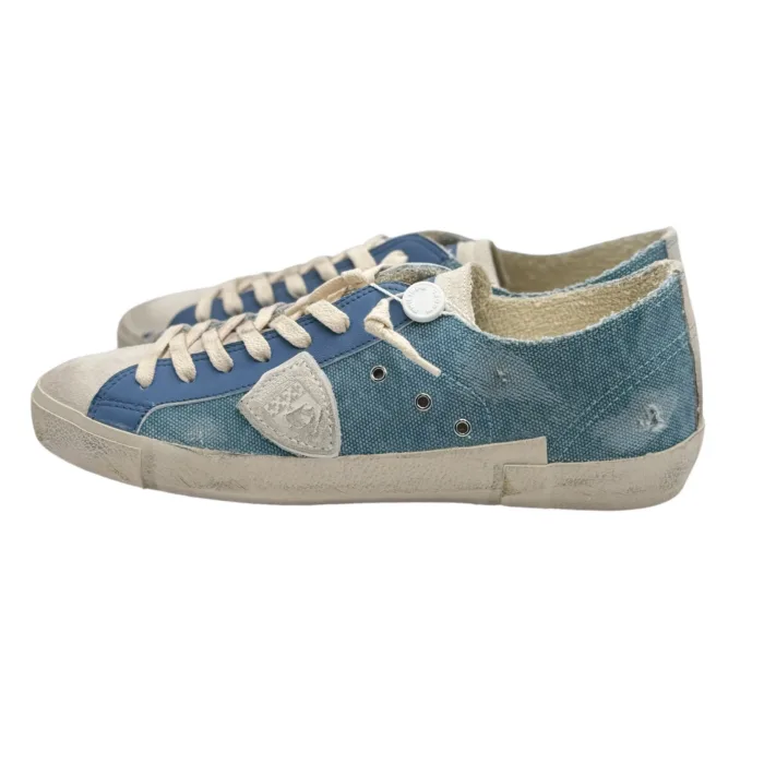 Sneakers Uomo Philippe Model Paris Prsx In Tela Azzurra e Linguetta in Camoscio cod. PRLU DL01, foto 3 di 4