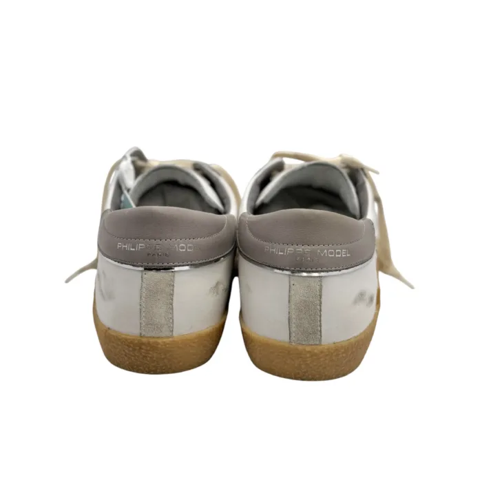 Sneakers Uomo Philippe Model Paris Prsx In Pelle Bianca con Spoiler Grigio e Suola in Caucciù Beige art. PRLU VT02, foto 5 di 5