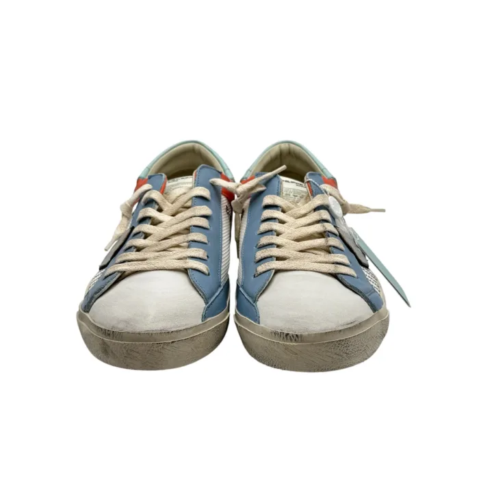 Sneakers Uomo Philippe Model Paris Prsx In Pelle Bianca Dettagli Salmone e Azzurro cod. PRLU XPR2, foto 2 di 5