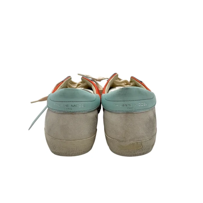 Sneakers Uomo Philippe Model Paris Prsx In Pelle Bianca Dettagli Salmone e Azzurro cod. PRLU XPR2, foto 4 di 5