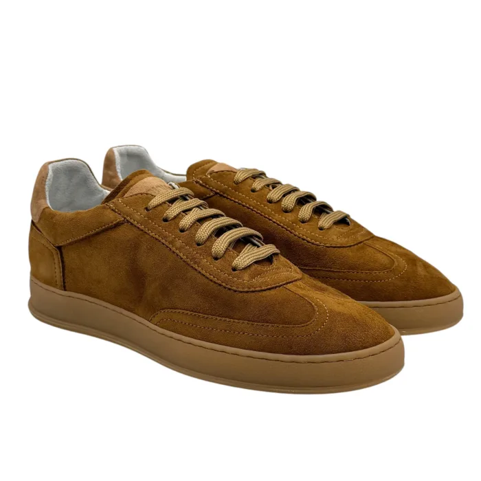 Sneakers Uomo Soldini In Pelle Scamosciata Cuoio art. Akira, foto 2 di 5