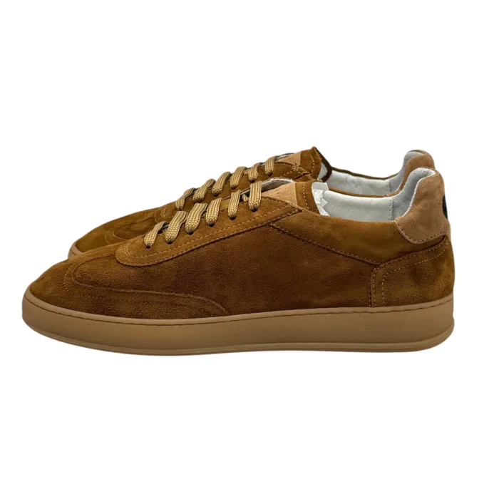 Sneakers Uomo Soldini In Pelle Scamosciata Cuoio art. Akira, foto 4 di 5
