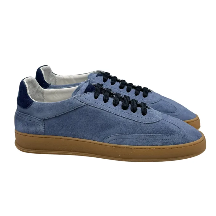 Sneakers Uomo Soldini In Pelle Scamosciata Azzurra art. Akira, foto 4 di 5