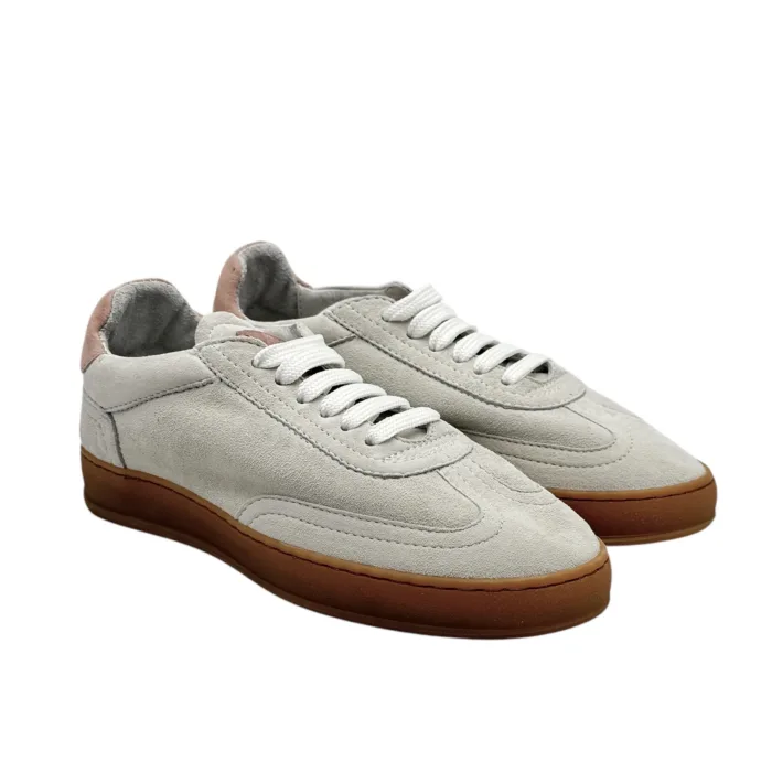Sneakers Donna Soldini In Pelle Scamosciata Avorio art. Akira, foto 2 di 5