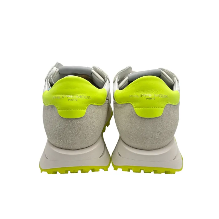 Sneakers Uomo Philippe Model Tropez Haute In Camoscio Avorio e Dettagli Fluo art. TKLU WN06, foto 5 di 5