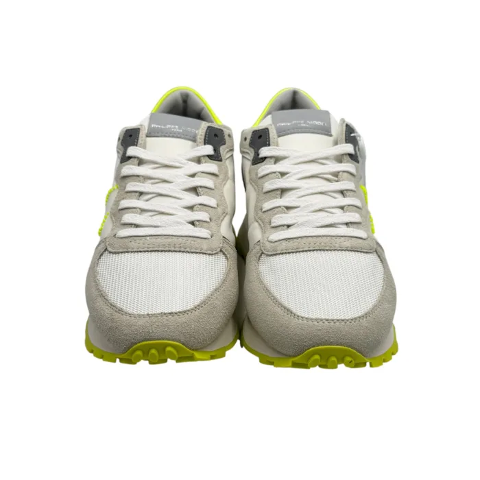 Sneakers Uomo Philippe Model Tropez Haute In Camoscio Avorio e Dettagli Fluo art. TKLU WN06, foto 3 di 5