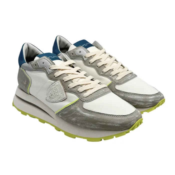 Sneakers Uomo Philippe Model Tropez Haute In Pelle Grigia e Dettagli Bianchi art. TKLU WVN1, foto 2 di 4
