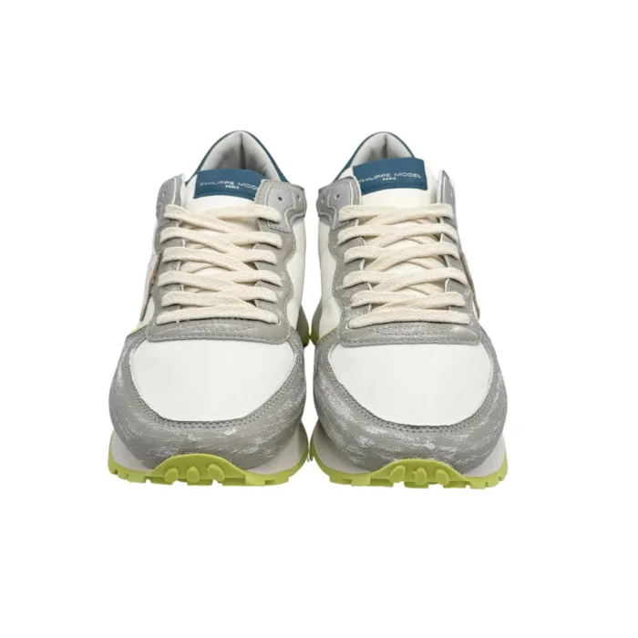 Sneakers Uomo Philippe Model Tropez Haute In Pelle Grigia e Dettagli Bianchi art. TKLU WVN1, foto 3 di 4
