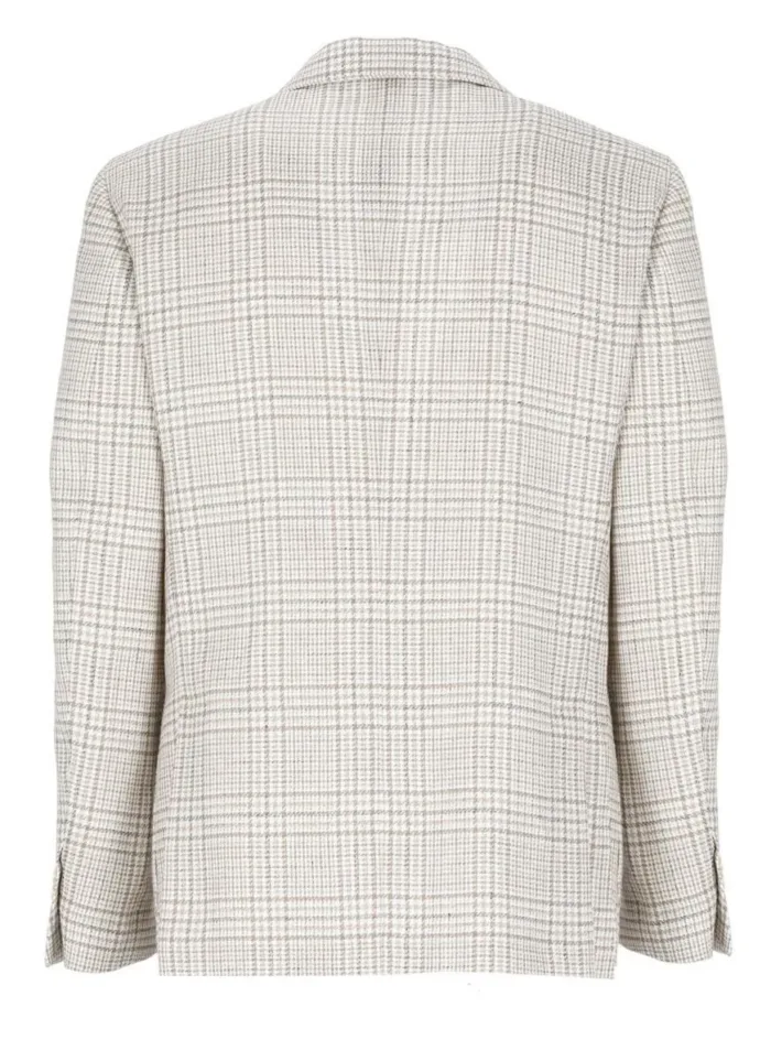 Giacca Lardini in Misto Cotone e Lino Sfoderata In Fantasia Check Beige Costruzione Roma Art. ES6202E ESIF64509 160BE, foto 2 di 3