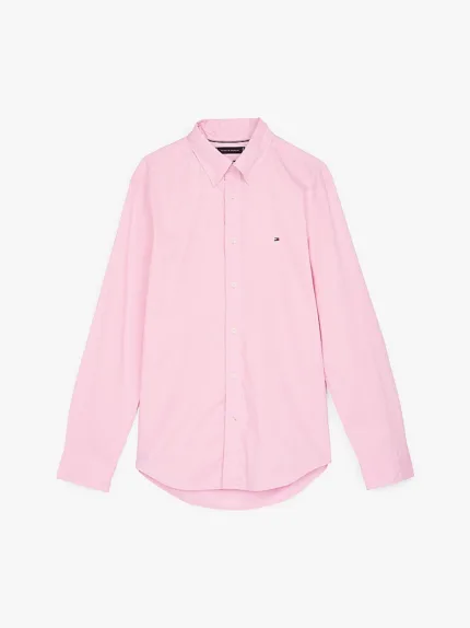 Camicia Uomo Tommy Hilfiger in Popeline Rosa Regular Fit cod MW0MW37550 TOL