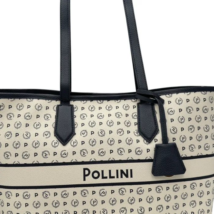 Borsa Pollini Shopper Heritage Avorio con dettagli Blu TE8427PP06Q4911A, foto 2 di 4