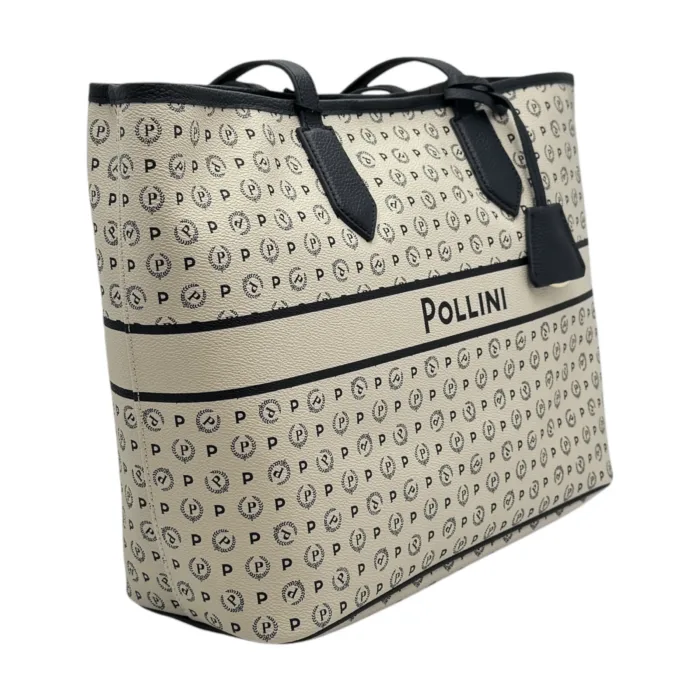Borsa Pollini Shopper Heritage Avorio con dettagli Blu TE8427PP06Q4911A, foto 3 di 4