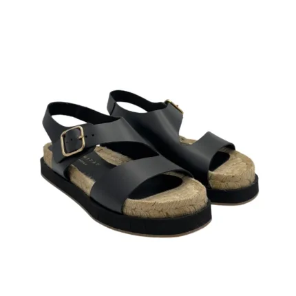 Sandalo Palomitas By Paloma Barcelò in Nappa Nera, Zeppa 4 cm Art Viola 27-3801