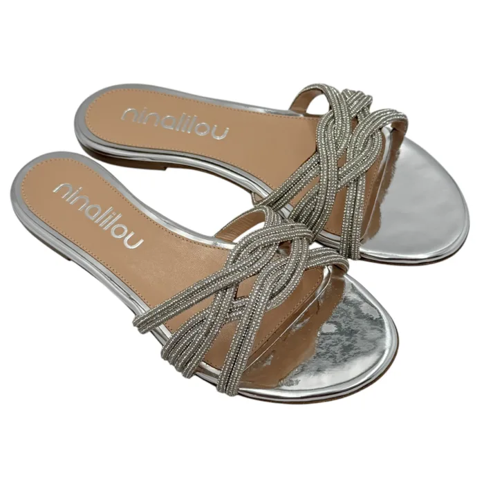 Ciabatta Gioiello Ninalilou in Nappa Specchio Argento, Tacco 2 cm art. 351106ED, foto 5 di 5