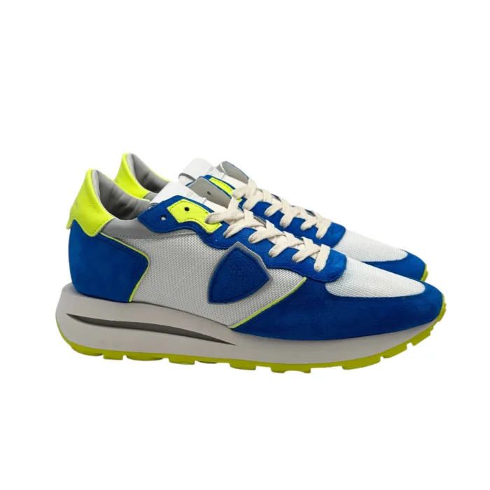 Sneakers Uomo Philippe Model Tropez Haute In Camoscio Blu Elettrico e Dettagli Fluo art. TKLU WB02, foto 1 di 5