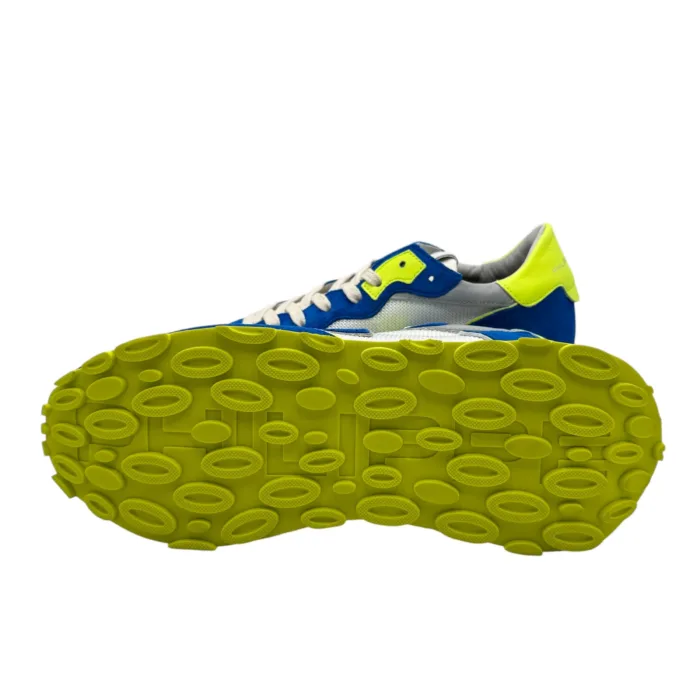 Sneakers Uomo Philippe Model Tropez Haute In Camoscio Blu Elettrico e Dettagli Fluo art. TKLU WB02, foto 5 di 5