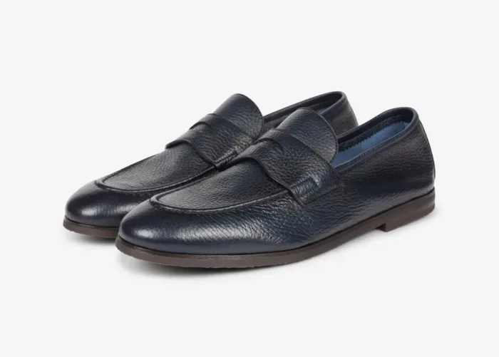 Mocassino Uomo Barrett In Pelle di Cervo Blu Produzione a Sacchetto cod. 221U021.48, foto 2 di 4