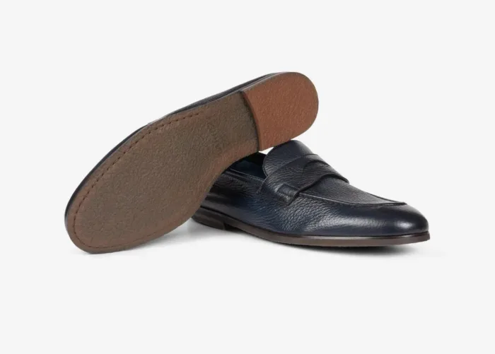 Mocassino Uomo Barrett In Pelle di Cervo Blu Produzione a Sacchetto cod. 221U021.48, foto 4 di 4