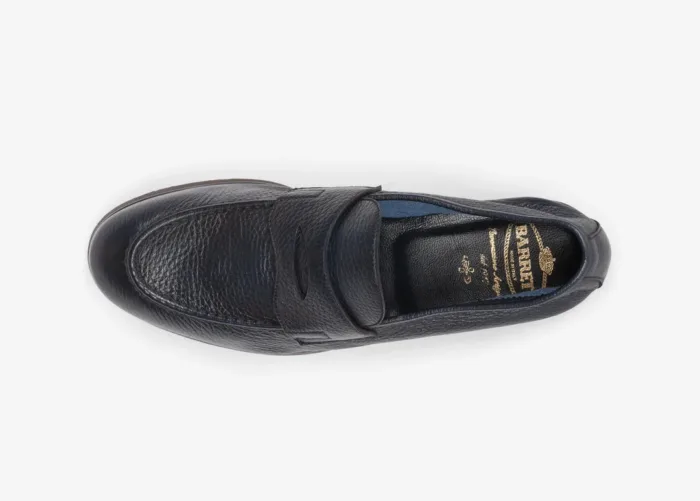 Mocassino Uomo Barrett In Pelle di Cervo Blu Produzione a Sacchetto cod. 221U021.48, foto 3 di 4