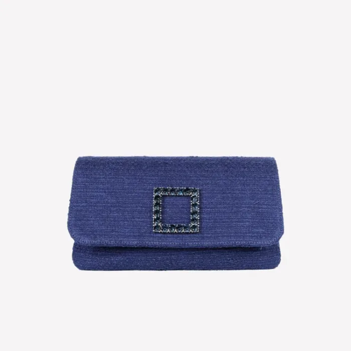 Borsa Roberto Festa in Tessuto Tweed Blu Con Accessorio Gioiello art. CAPRILUX, foto 1 di 3