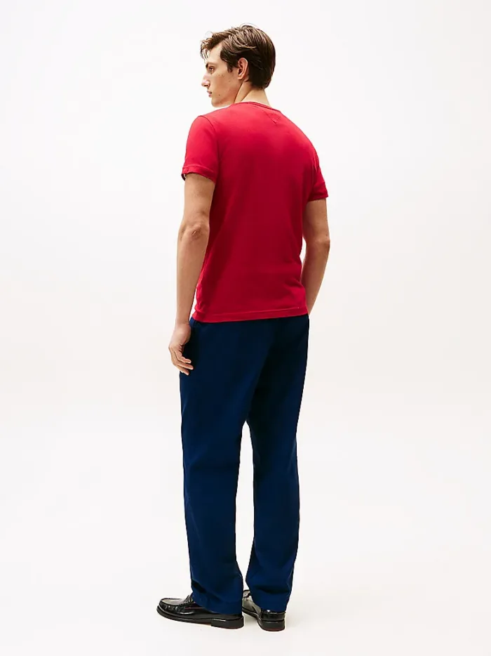 T-shirt Slim Fit con Bandierina ricamata Tommy Hilfiger Rosso art. MW0MW10800 XLD, foto 3 di 3