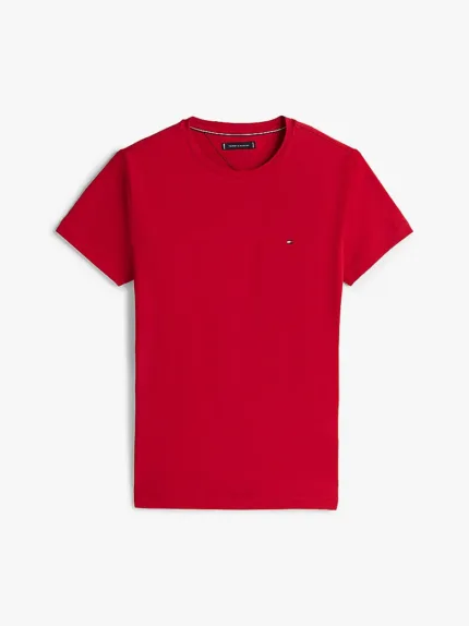 T-shirt Slim Fit con Bandierina ricamata Tommy Hilfiger Rosso art. MW0MW10800 XLD