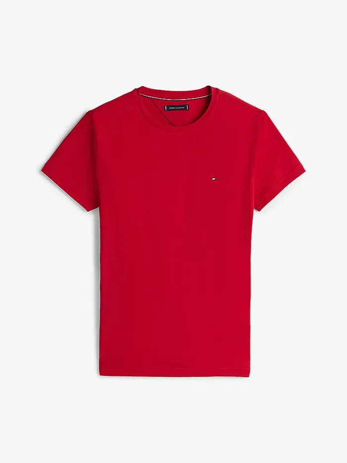T-shirt Slim Fit con Bandierina ricamata Tommy Hilfiger Rosso art. MW0MW10800 XLD, foto 1 di 3