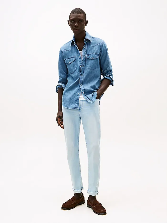 Jeans Slim Uomo Tommy Hilfiger Bleecker Lavaggio Chiaro art. MW0MW38827 1AF, foto 2 di 3