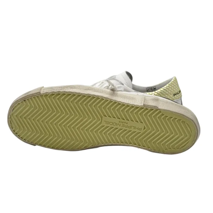 Sneakers Donna Philippe Model Paris Prsx In Pelle Bianca Spoiler Giallo Fluo art. PRLD VY11, foto 5 di 6