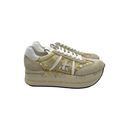 Sneakers Premiata Donna in Camoscio Avorio con Pizzo art. Beth 7382