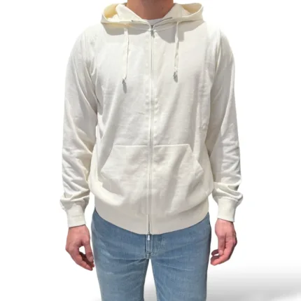 Felpa In Cotone con Cappuccio E Zip Filippo De Laurentiis Avorio art. FH1ML2AT CR12R 020